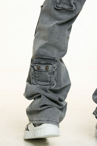 PHEELINGS HEAVY THOUGHTS CARGO BAGGY DENIM (CHARCOAL GREY WASH)