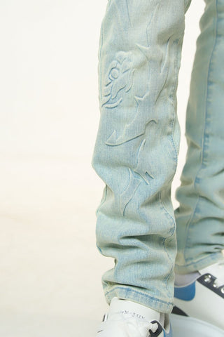 PHEELINGS LOVE IS PAIN EMBOSSED SKINNY DENIM (LIGHT BLUE/SAND)