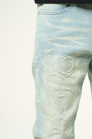 PHEELINGS LOVE IS PAIN EMBOSSED SKINNY DENIM (LIGHT BLUE/SAND)