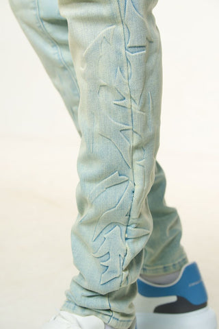 PHEELINGS LOVE IS PAIN EMBOSSED SKINNY DENIM (LIGHT BLUE/SAND)