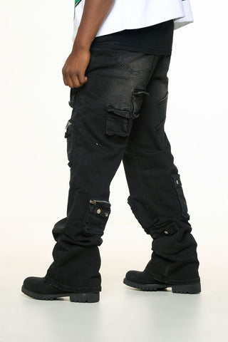 PHEELINGS HEAVY THOUGHTS CARGO BAGGY DENIM (BLACK WASH)