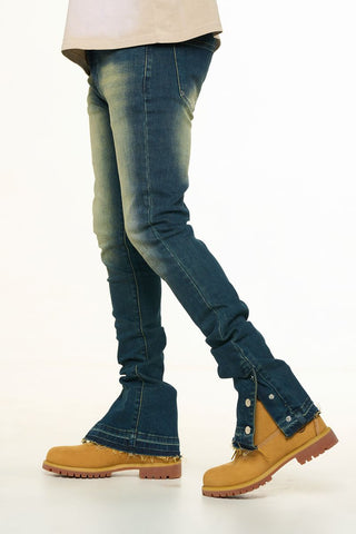 PHEELINGS EMOTIONALLY DRIVEN FLARE STACK DENIM (MEDIUM BLUE VINTAGE WASH)