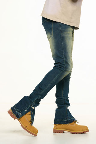 PHEELINGS EMOTIONALLY DRIVEN FLARE STACK DENIM (MEDIUM BLUE VINTAGE WASH)