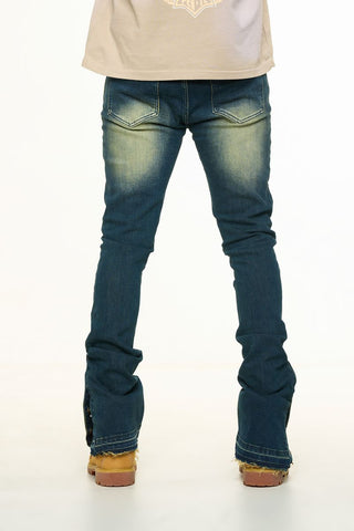 PHEELINGS EMOTIONALLY DRIVEN FLARE STACK DENIM (MEDIUM BLUE VINTAGE WASH)