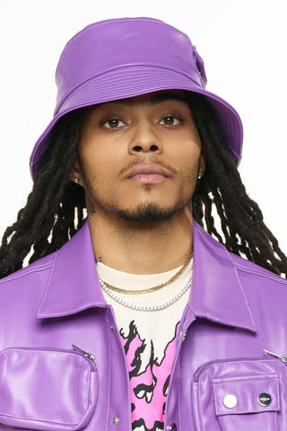 PHEELINGS FLOAT ON CARGO LEATHER BUCKET HAT (ELECTRIC VIOLET)