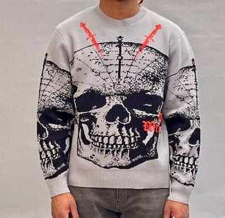 DOCTRINE NIGHTFALL SKULL SWEATER (SKYROCKET GRAY)