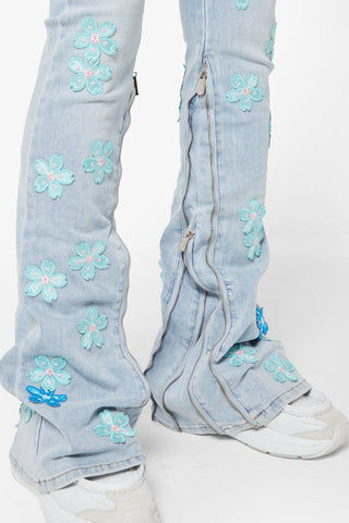 GUAPI Aqua Blue Blossom Denim (Aqua Blue)