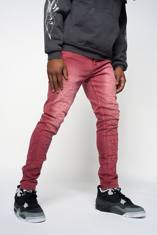 PHEELINGS SHATTERED HEARTS SKINNY DENIM (Burgundy)