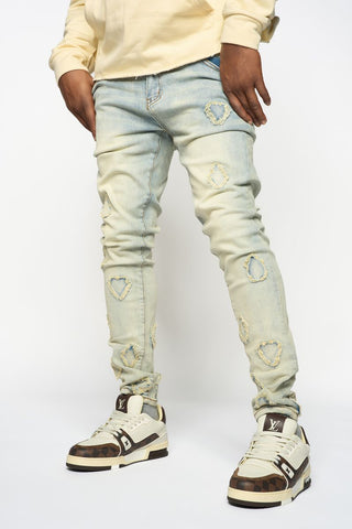 PHEELINGS DIAMOND TEARS SKINNY DENIM (Light Blue)