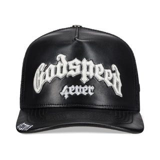 GODSPEED FOREVER PREMIUM LEATHER TRUCKER HAT (Black)