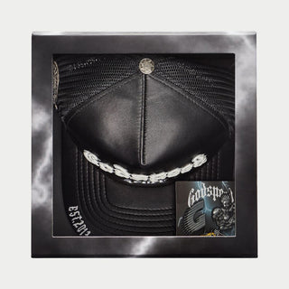 GODSPEED FOREVER PREMIUM LEATHER TRUCKER HAT (Black)