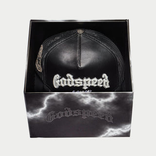 GODSPEED FOREVER PREMIUM LEATHER TRUCKER HAT (Black)
