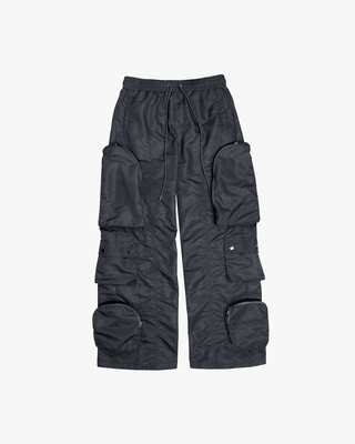 EPTM BAGGY MOON ZIP CARGO PANTS (BLACK)