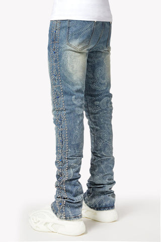 GUAPI Aqua Blue Rivets Stacked Denim (Aqua Blue)