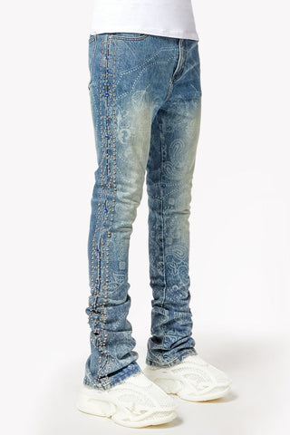 GUAPI Aqua Blue Rivets Stacked Denim (Aqua Blue)
