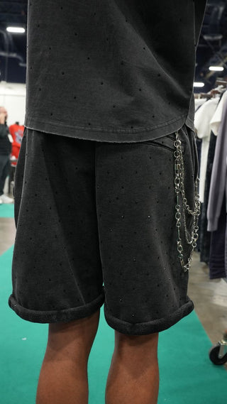 KI DENIM BLACK STONE SHORTS