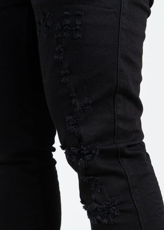 Midnight Black “Onyx Chain” Skinny Jean (distressed)