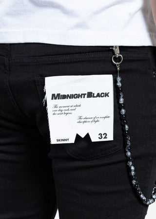 Midnight Black “Onyx Chain” Skinny Jean (No Distressed)