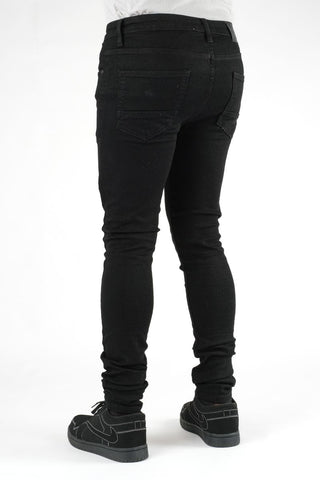 DZTR SUPER STRETCH DENIM - SLIM FIT - JET BLACK RIPS