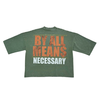 Stray wide & crop fit w/ 3/4 sleeve tshirt (DARK GREEN)