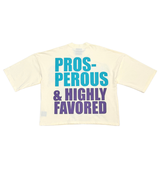 Stray wide & crop fit w/ 3/4 sleeve tshirt (CREAM)