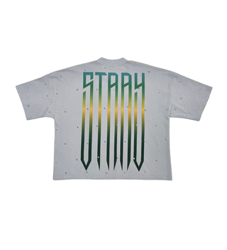 Stray wide & crop fit w/ 3/4 sleeve tshirt (Grey)