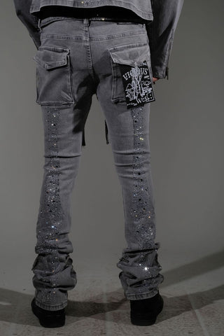 Vicious SKELETON RHINESTONE FLARE DENIM