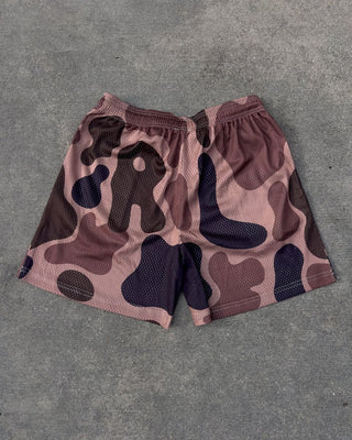 Red Letters Camo Mesh Shorts - Mud