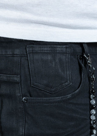 Midnight Black “Onyx Chain” Skinny Jean (distressed)