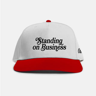 Outrnk Standing On Business Embroidered Snapback (White/Red)