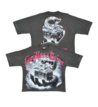 Stray wide & crop fit tee (Charcoal)
