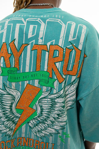 Stray 3/4 sleeve tee (TEAL)