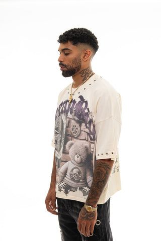 Stray wide & crop fit tee (NATURAL)