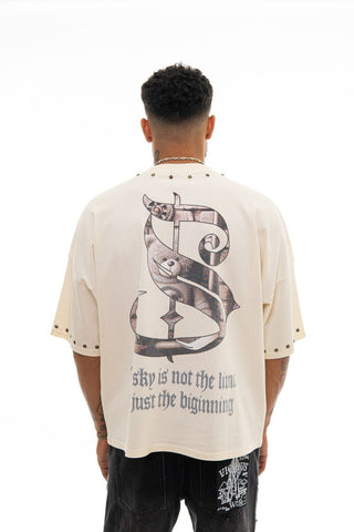 Stray wide & crop fit tee (NATURAL)