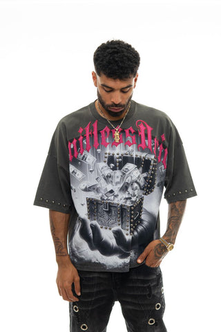 Stray wide & crop fit tee (Charcoal)