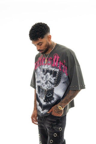Stray wide & crop fit tee (Charcoal)