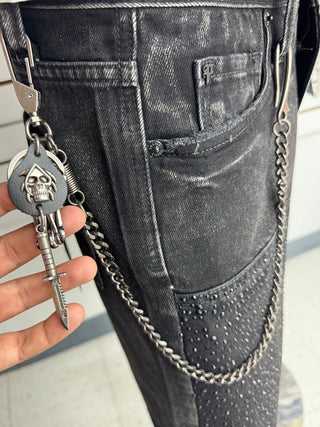 DRUNZ METAL SKULL FACE POCKET CHAIN