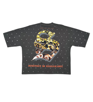 Stray Stay solid 3 skull wide & crop fit tee (Charcoal)