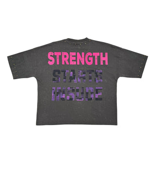 Stray Strength starts inside wide & crop fit tee (Charcoal)