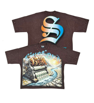 Stray Live loud wide & crop fit tee (Brown)