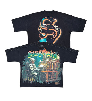 Stray Stay solid wide & crop fit tee (Black)