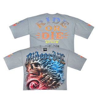Stray Stray ride or die 3/4 sleeve tee (Light Grey)