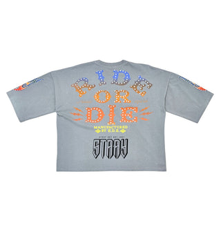 Stray Stray ride or die 3/4 sleeve tee (Light Grey)