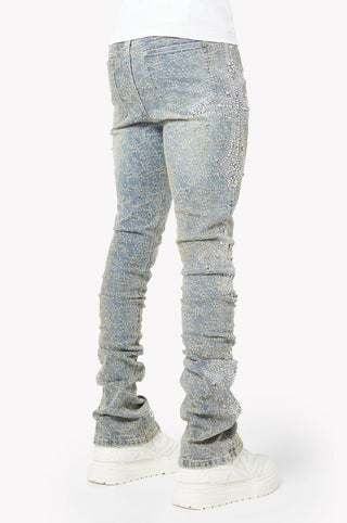 GUAPI Vintage Blue Distressed Cross Denim