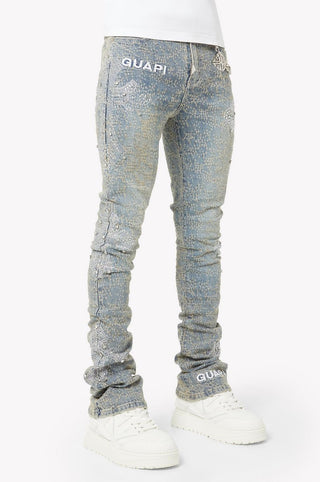 GUAPI Vintage Blue Distressed Cross Denim