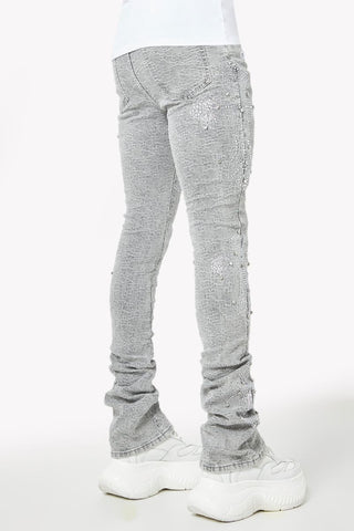 GUAPI Smoke Grey Distressed Cross Denim