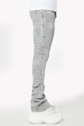 GUAPI Smoke Grey Distressed Cross Denim
