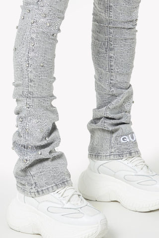 GUAPI Smoke Grey Distressed Cross Denim