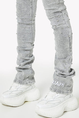 GUAPI Smoke Grey Distressed Cross Denim