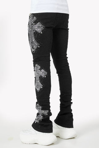 GUAPI Obsidian Black Distressed Cross Denim